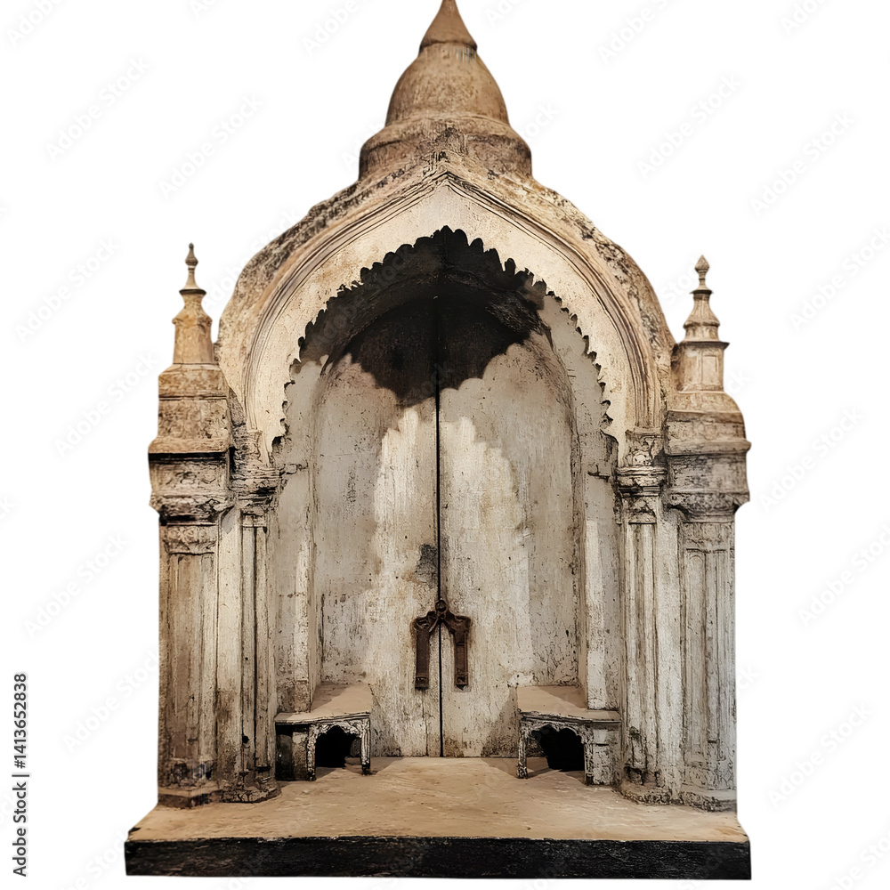 Poster isolated ancient temple structure on transparent background photo
