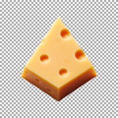 Yellow Cheese Triangle with Cartoon Style Holes on transparent background, png, psd
