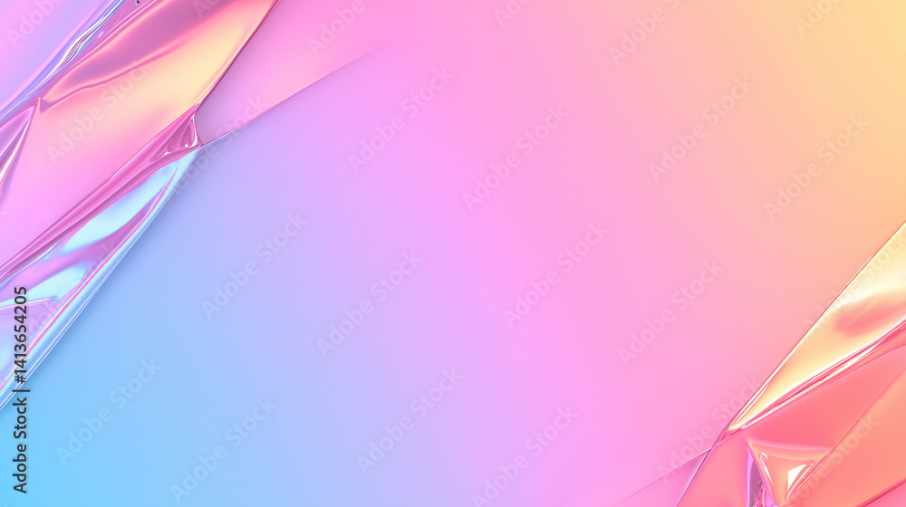 Poster holographic gradient background: abstract holographic foil with vibrant gradient colors, creating a 