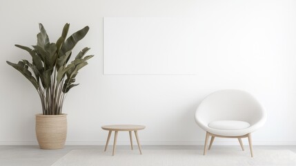 Fototapeta premium Elegant minimalist white flower vase background soft lighting calm peaceful design