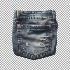 Fashionable Blue Jean Pocket with Distressed Edge for Designers on transparent background, png, psd
