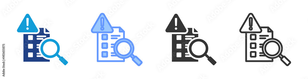 Poster risk assessment icon set multiple style collection