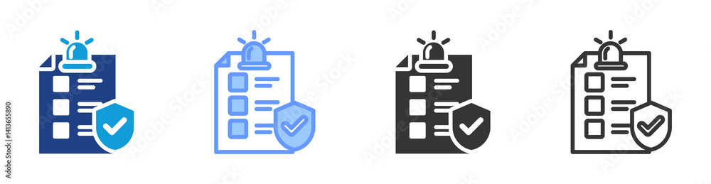 Poster Emergency Plan icon set multiple style collection