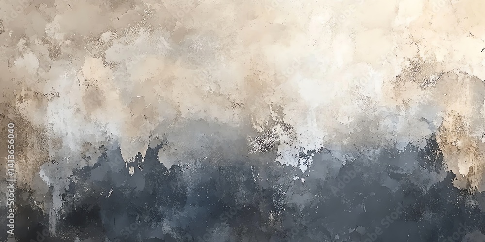 Poster a calming abstract painting features a gradient of beige and gray tones with a textured effect perfe