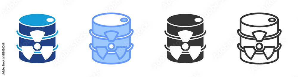 Poster hazardous waste disposal icon set multiple style collection