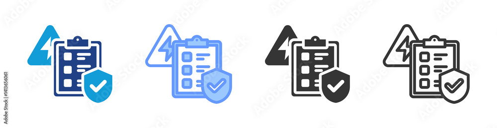 Poster electrical safety guidelines icon set multiple style collection