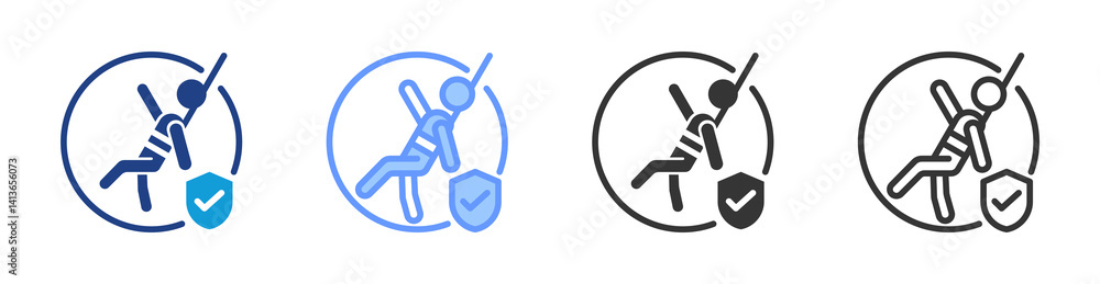 Aufkleber fall protection measures icon set multiple style collection