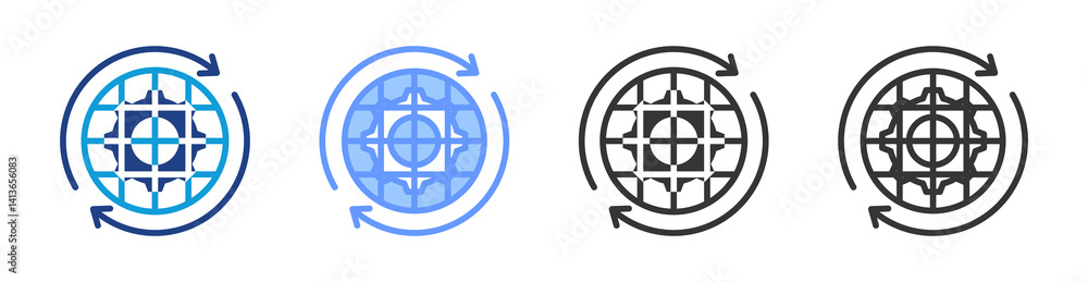 Poster Machine Guarding Systems icon set multiple style collection