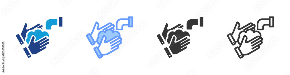 Poster Personal Hygiene Practices icon set multiple style collection