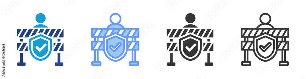 Poster protective barriers icon set multiple style collection