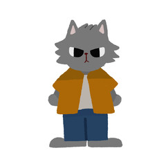 ハロウィンの狼男のゆるいかわいい手描きイラスト