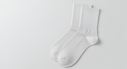 Cotton crew socks mockup folded on a white background