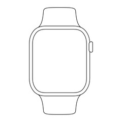 smart watch line black and white vector