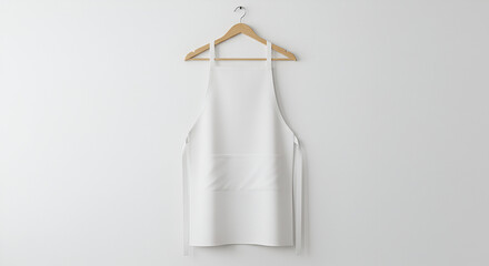 Basic white apron mockup on a hanger on white background