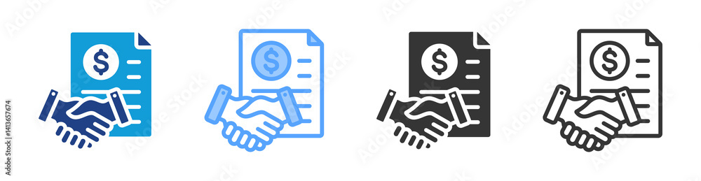 Aufkleber business contract icon set multiple style collection