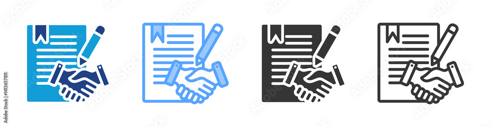 Poster Agreement icon set multiple style collection