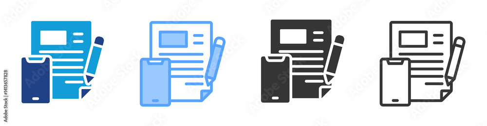 Poster E-Contract icon set multiple style collection