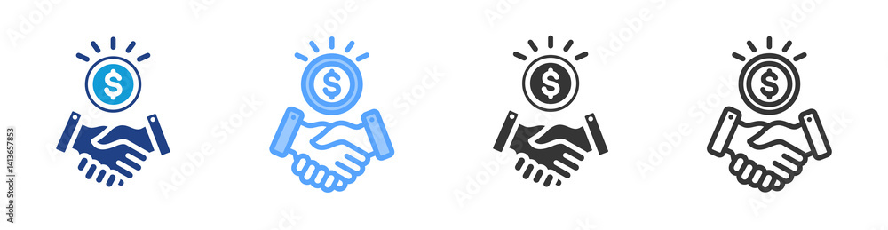Poster Commitment icon set multiple style collection