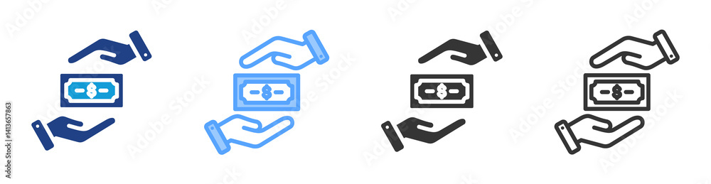 Poster Borrowing Of Money icon set multiple style collection