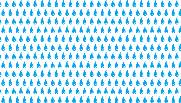 Simple seamless pattern featuring bright blue cartoon raindrops uniformly arranged