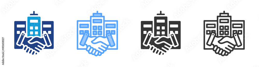 Poster joint venture icon set multiple style collection