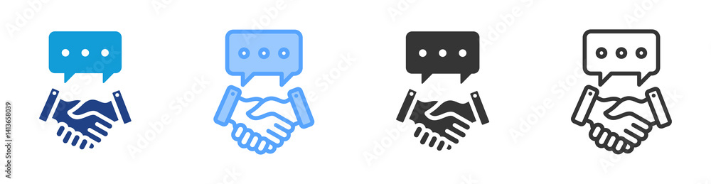 Poster verbal contract icon set multiple style collection