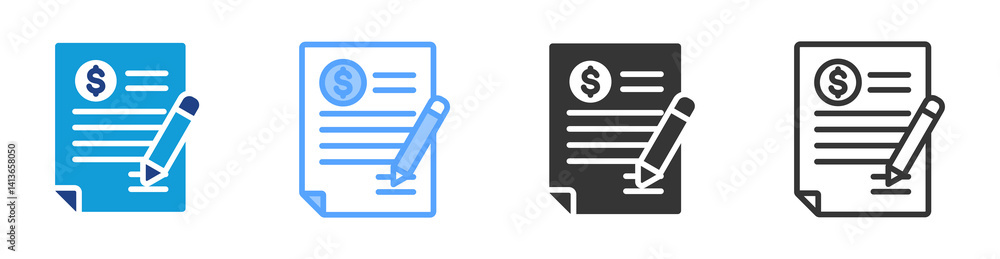 Poster Written Contract icon set multiple style collection