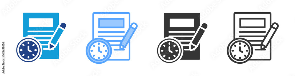 Poster Duration Contract icon set multiple style collection