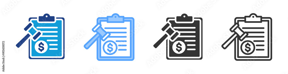 Poster penalty provisions icon set multiple style collection