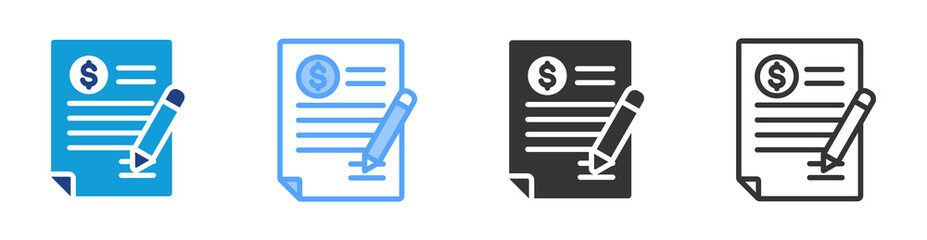 Written Contract icon set multiple style collection