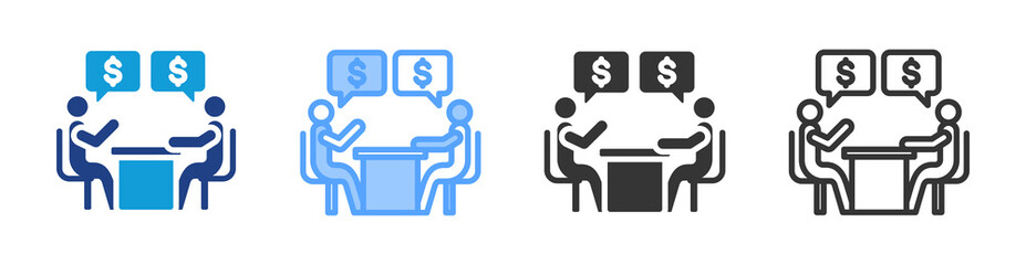 Renegotiation icon set multiple style collection