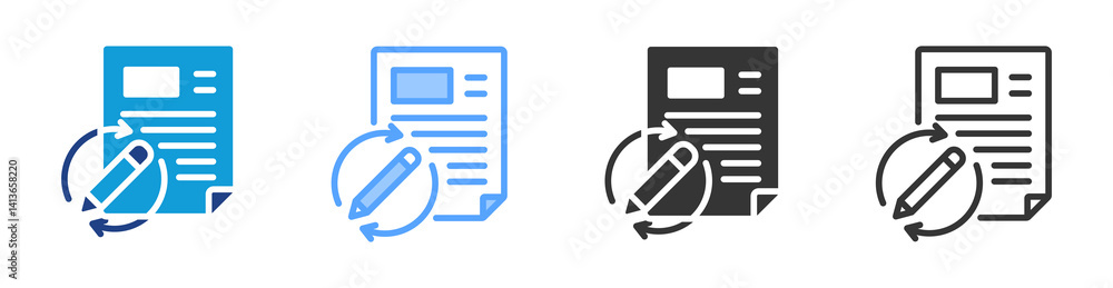 Poster renewal option icon set multiple style collection