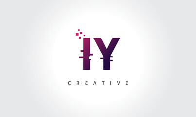 Digital Glitch IY Letter Logo | Modern Creative Branding Design | Technology Business Identity