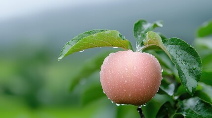 Ripe fruit on branch close up soft natural lighting bokeh background