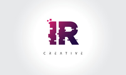 Digital Glitch IR Letter Logo | Modern Creative Branding Design | Technology Business Identity