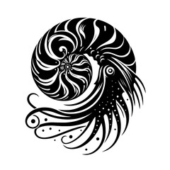Create a nautilus silhouette vector style with white background