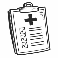 Fototapeta premium Medical Report Checklist Line Icon - line art vector illustration in white background