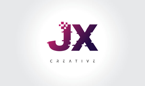 Digital Glitch JX Letter Logo | Modern Creative Branding Design | Technology Business Identity"