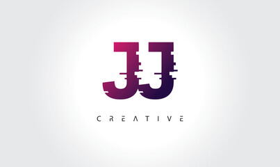 Obraz premium Digital Glitch JJ Letter Logo | Modern Creative Branding Design | Technology Business Identity
