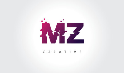 Digital Glitch MZ Letter Logo | Modern Creative Branding Design | Technology Business Identity"