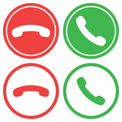 Answer and decline button isolated on white background.