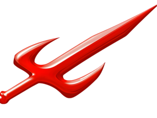 Isolated Glossy Red Trident on a Transparent Background Illustration