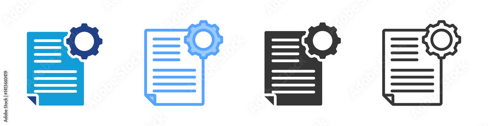 Poster File Setting icon set multiple style collection