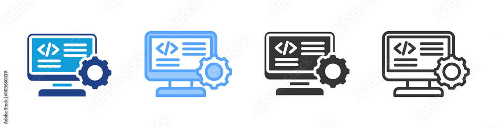 Poster Programming Code icon set multiple style collection