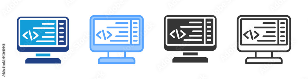 Aufkleber Line Code icon set multiple style collection