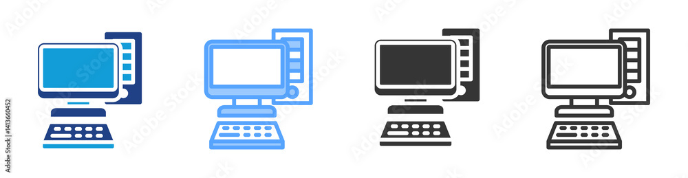 Poster Computer icon set multiple style collection