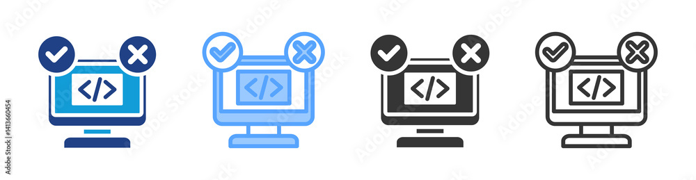 Fototapete testing code icon set multiple style collection
