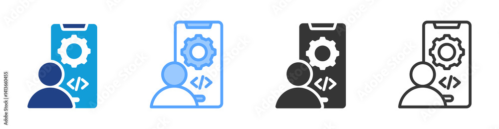 Aufkleber Application Developer icon set multiple style collection