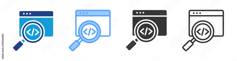 Poster Source Code icon set multiple style collection