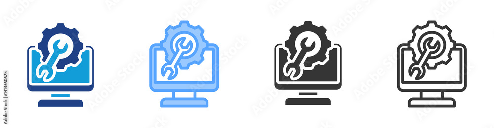Poster Web Maintenance icon set multiple style collection